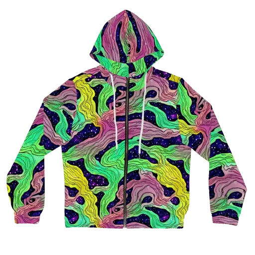 Psychedelic Tides on a Women's Full-Zip Hoodie