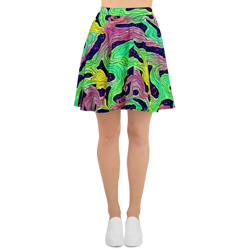 Psychedelic Tides on Skater Skirt — Front