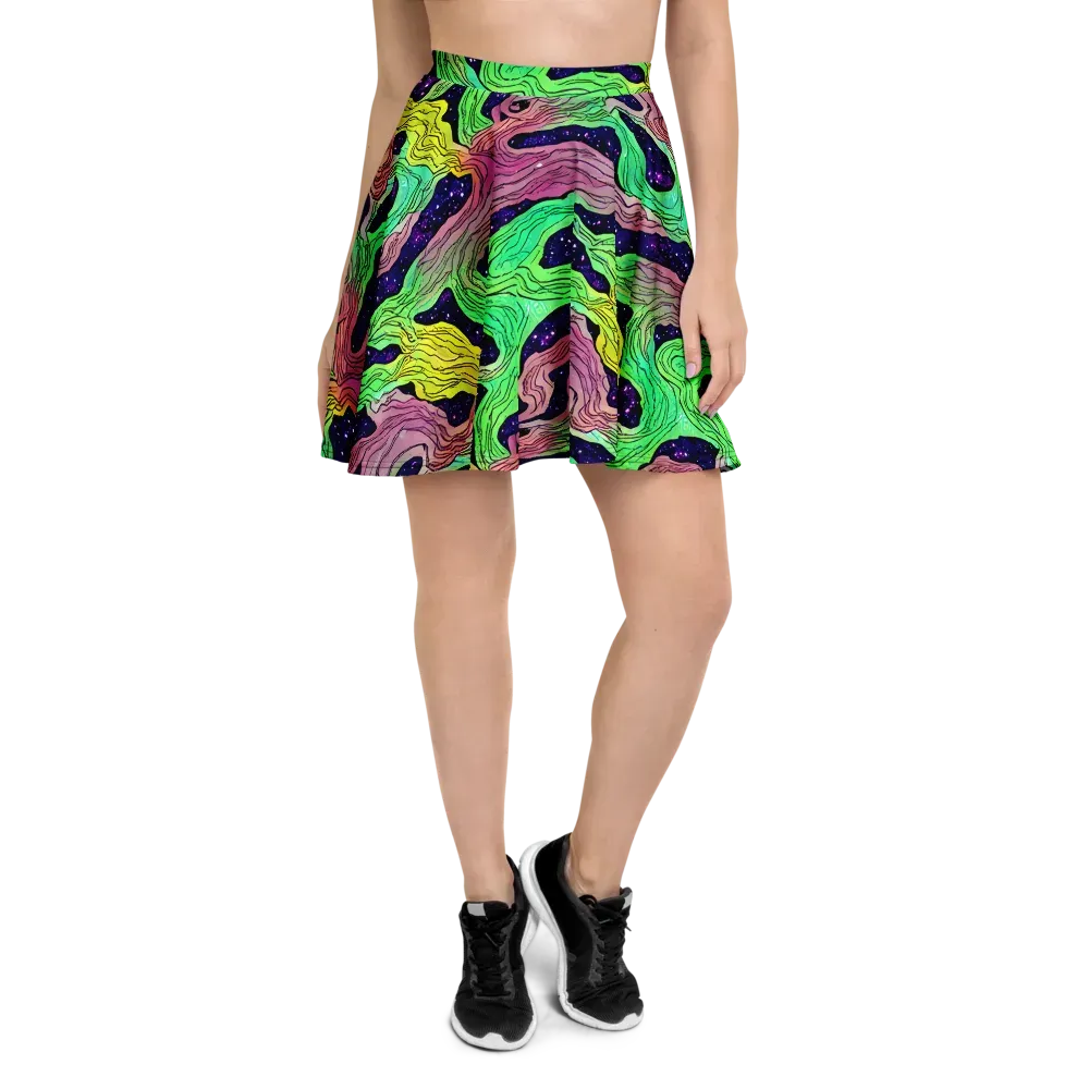 Psychedelic Tides on Skater Skirt — Front