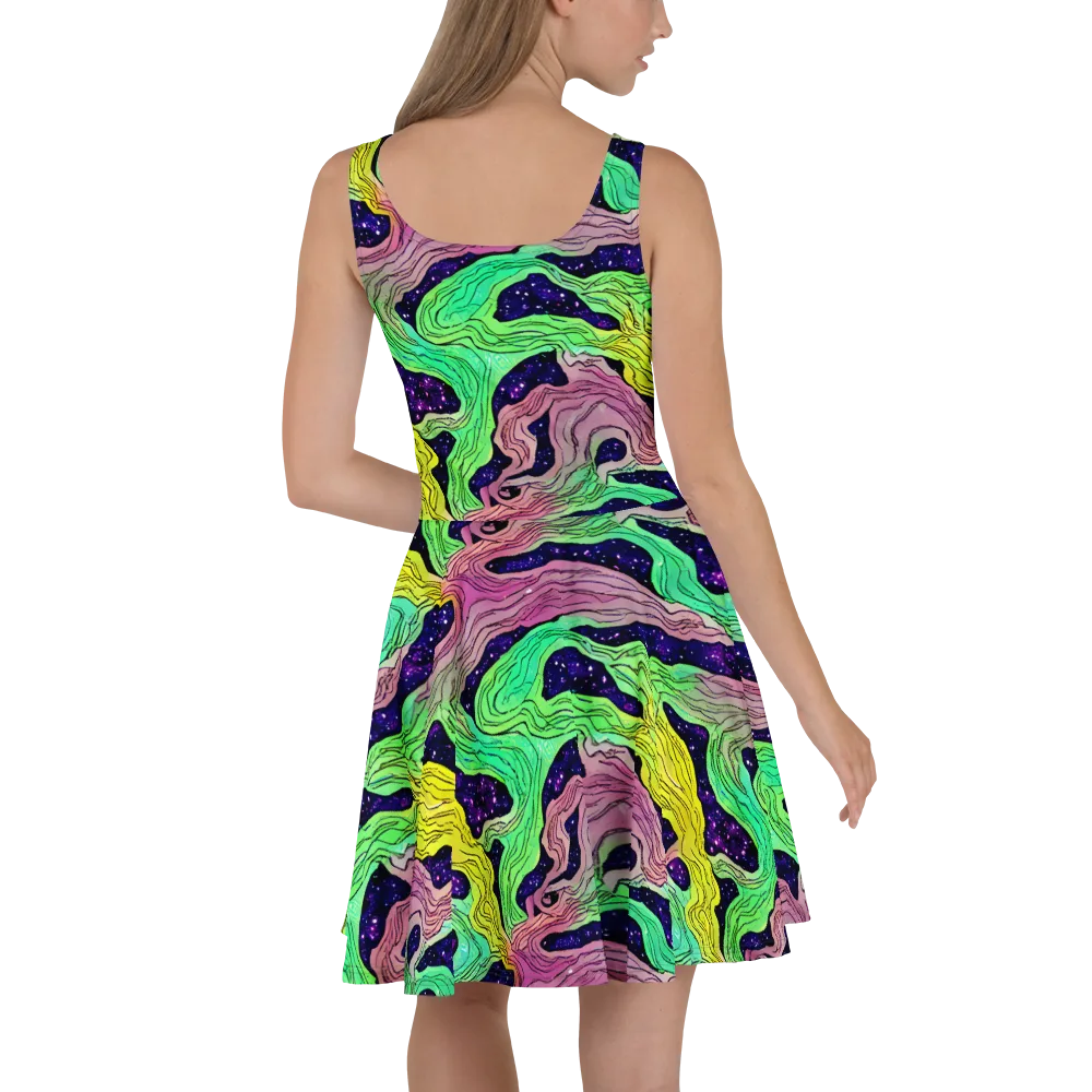 Psychedelic Tides on Skater Dress — Back