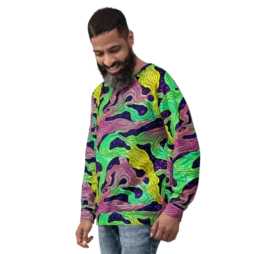 Psychedelic Tides on a Sweatshirt