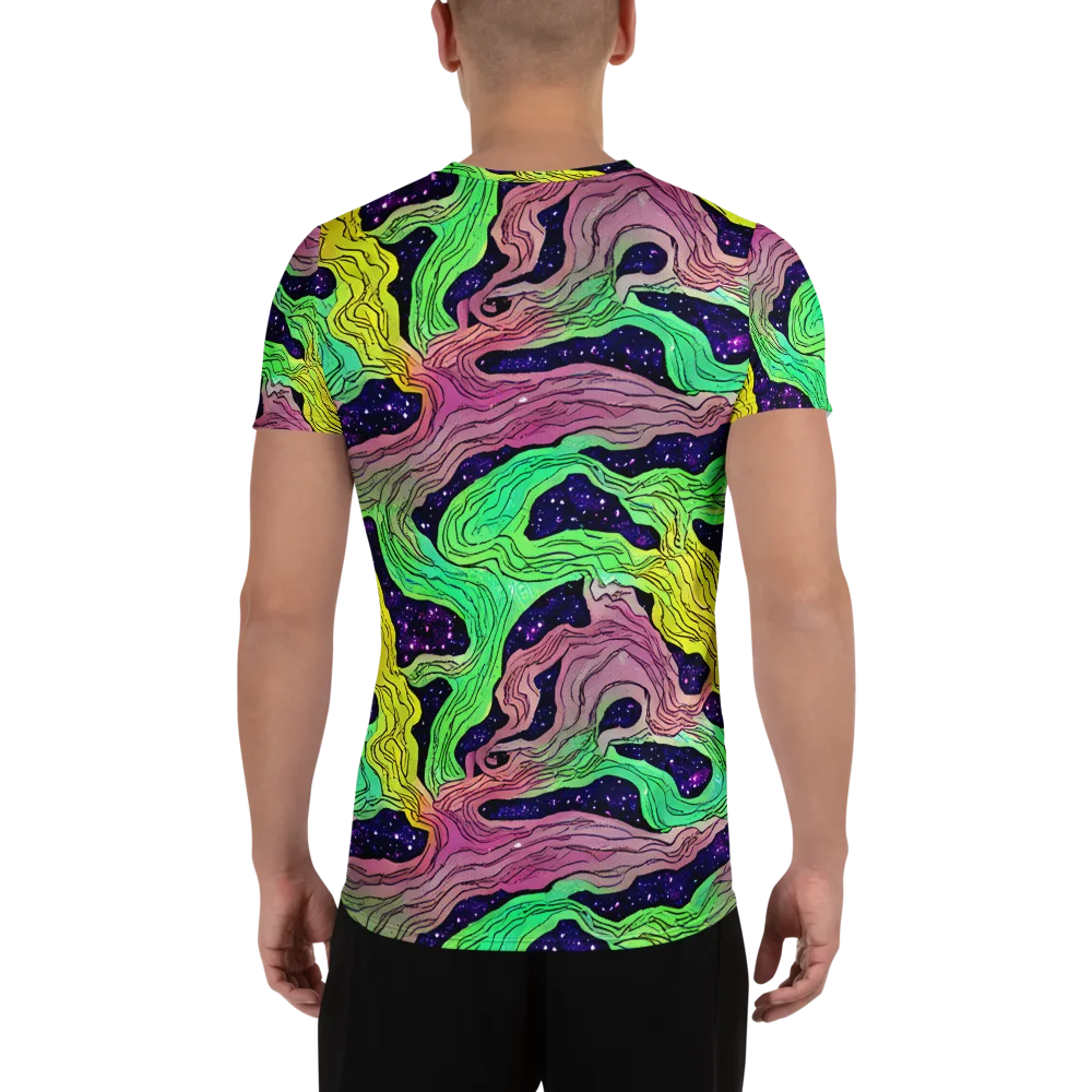 Psychedelic Tides on Men's Athletic T-Shirt — Back