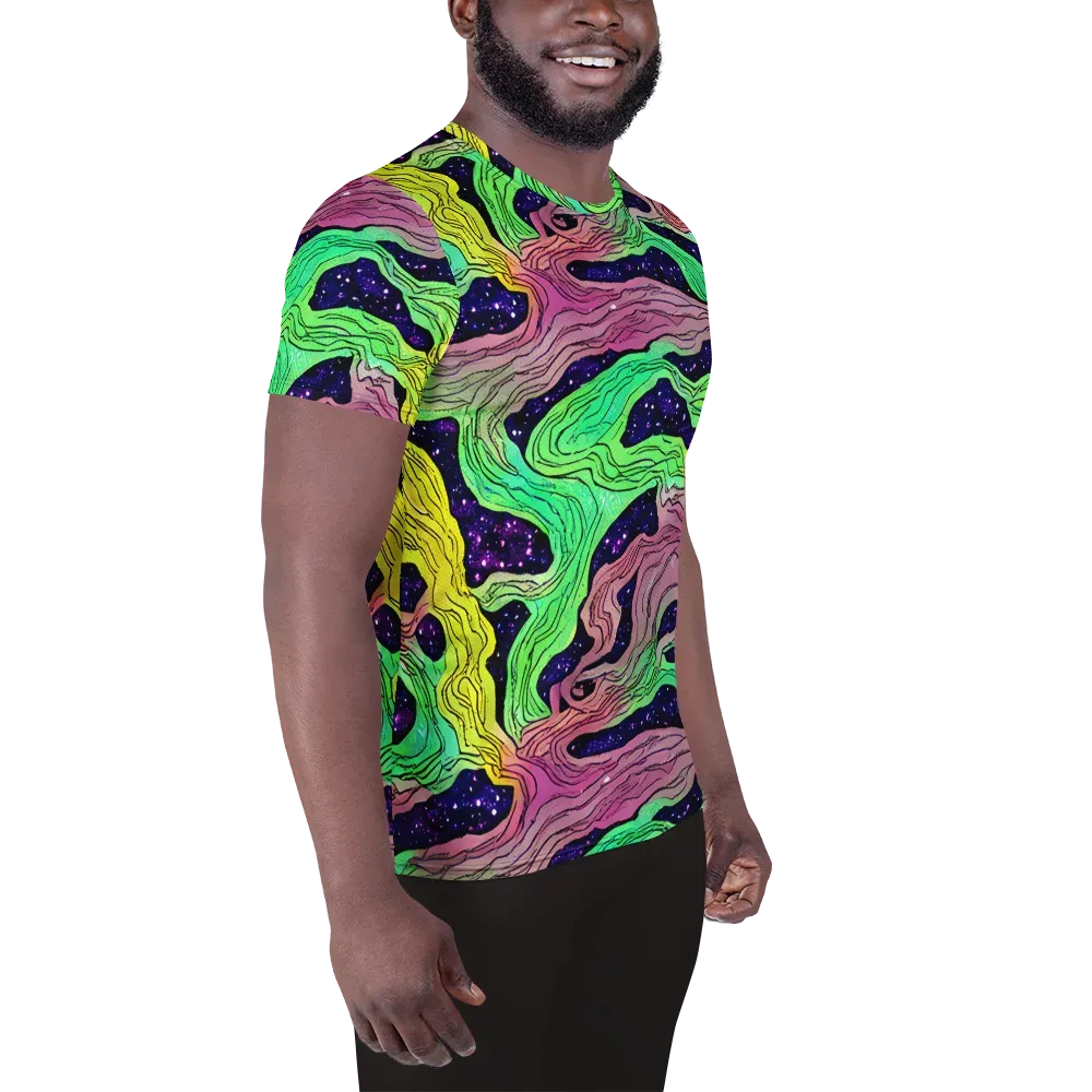 Psychedelic Tides on Men's Athletic T-Shirt — Right