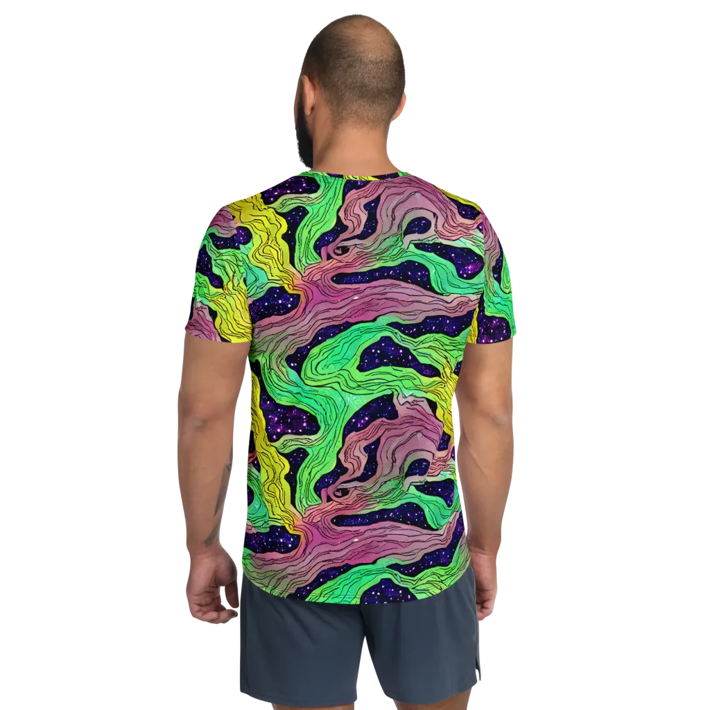 Psychedelic Tides on Men's Athletic T-Shirt — Back