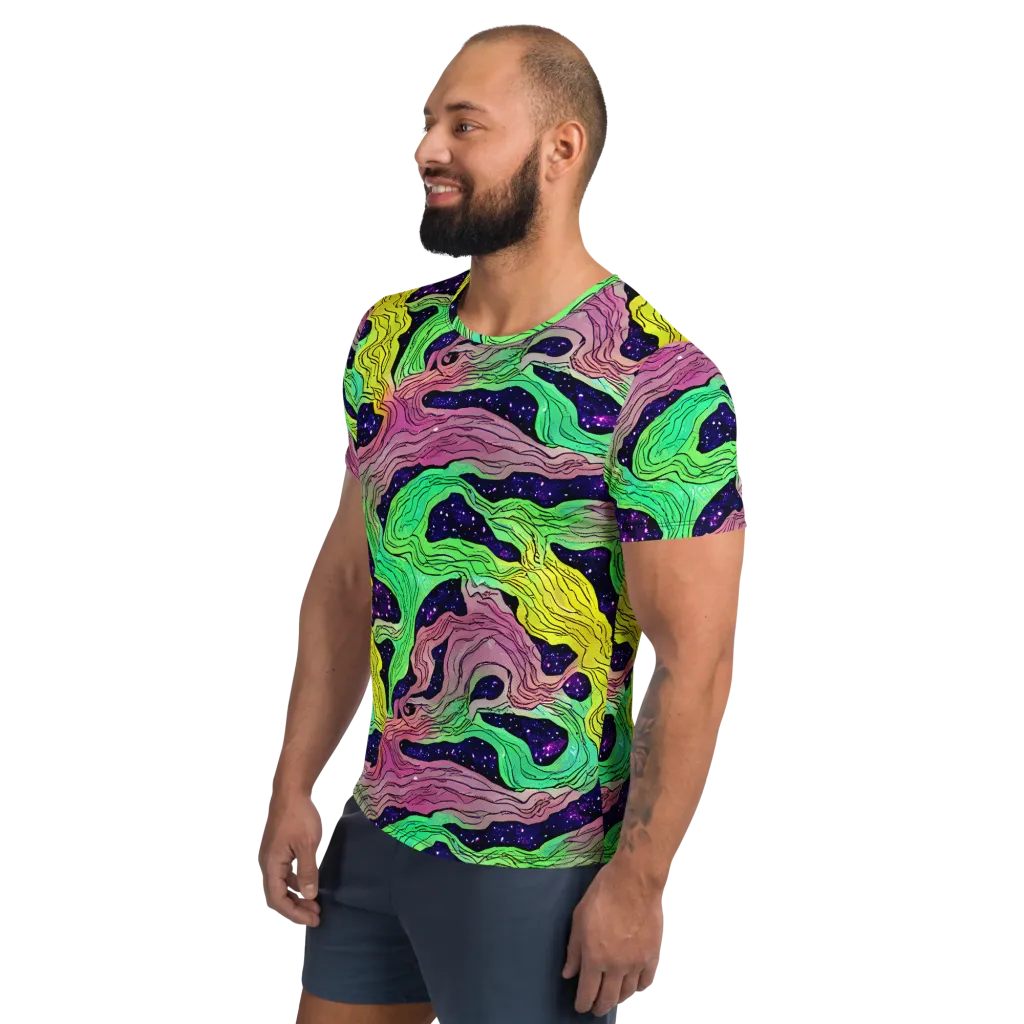 Psychedelic Tides on Men's Athletic T-Shirt — Left