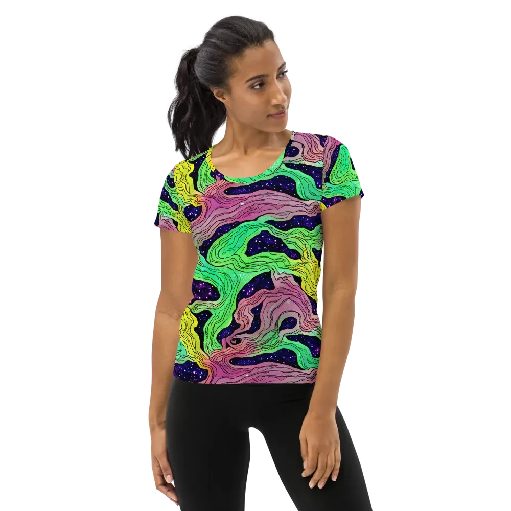 Psychedelic Tides on Women's Athletic T-Shirt — Front