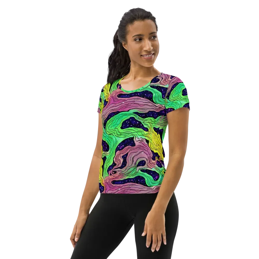 Psychedelic Tides on Women's Athletic T-Shirt — Left