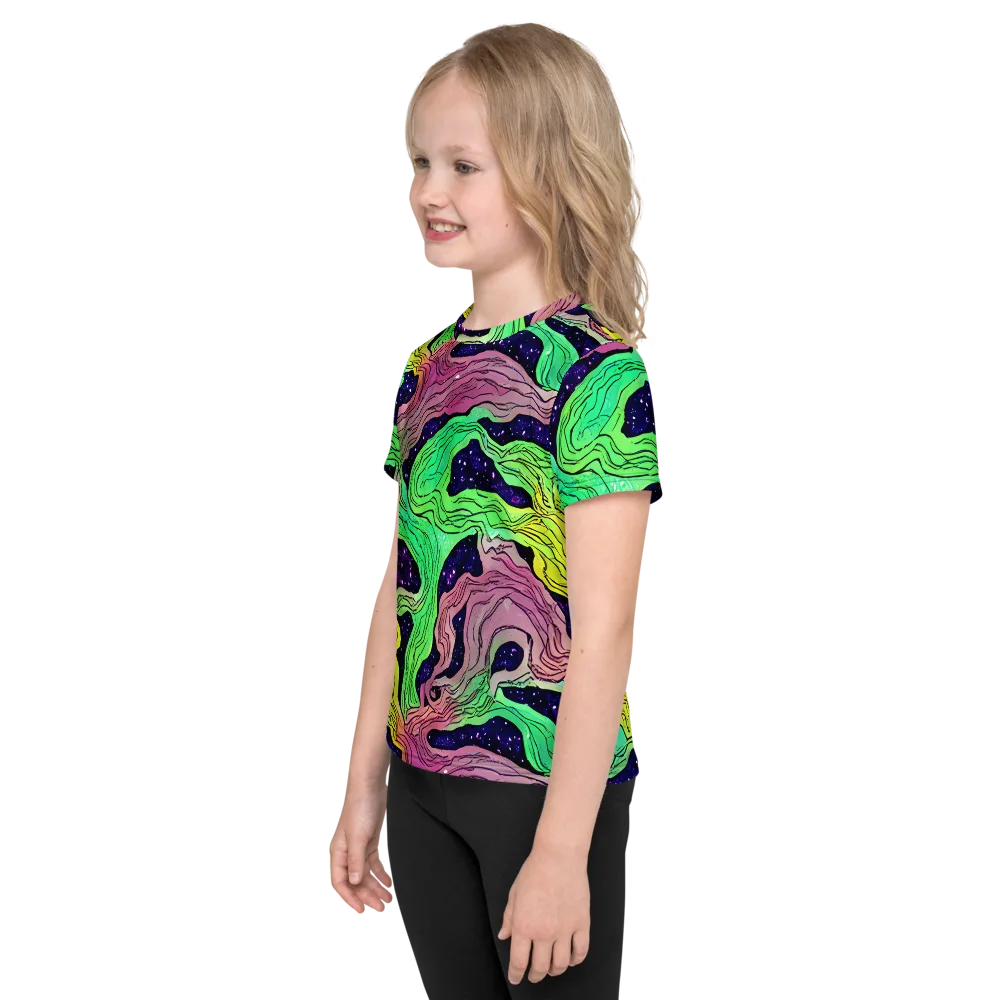 Psychedelic Tides on Kids Crew Neck T-Shirt — Left