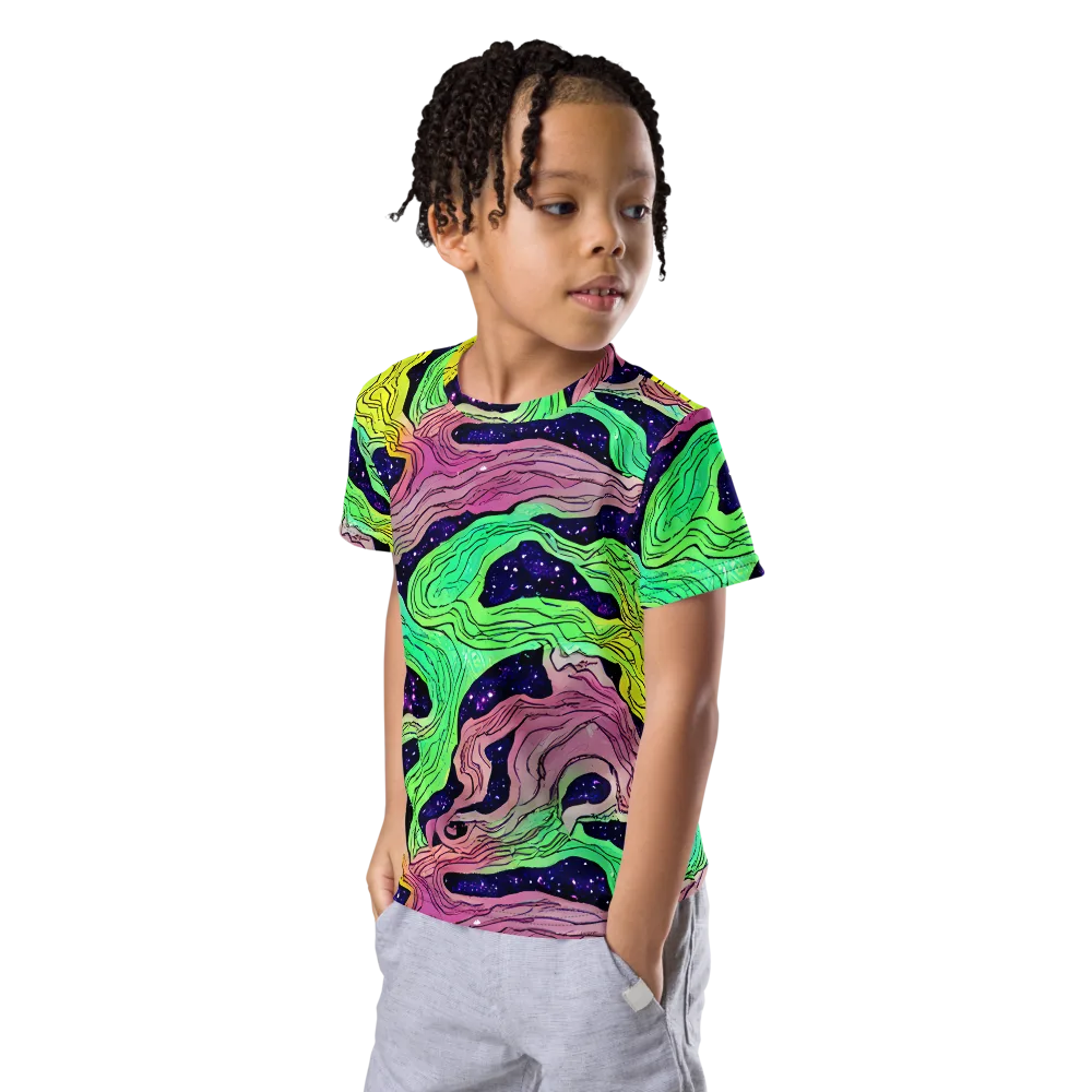 Psychedelic Tides on Kids Crew Neck T-Shirt — Left Front