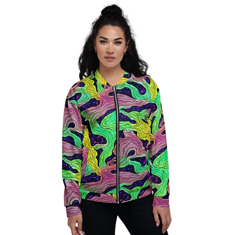 Psychedelic Tides on Bomber Jacket — Front