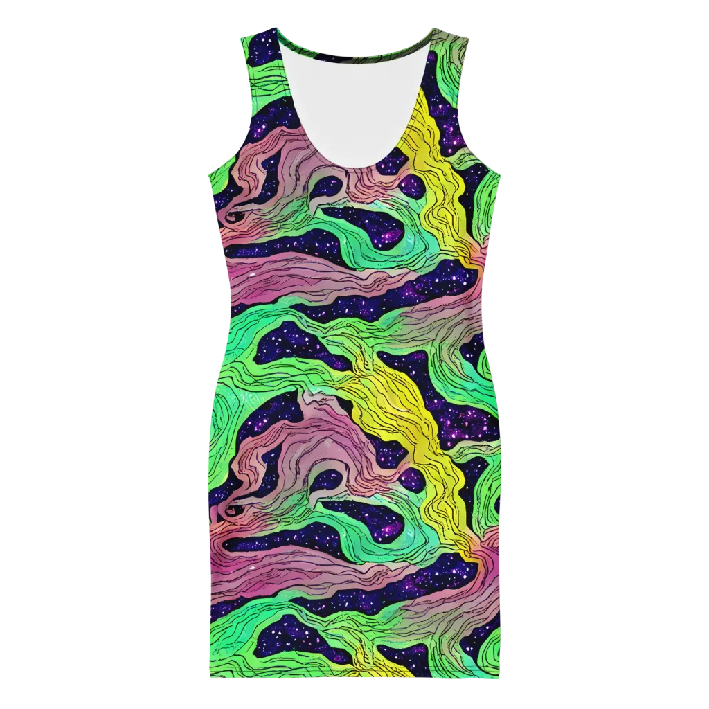 Psychedelic Tides on Bodycon Dress — Front