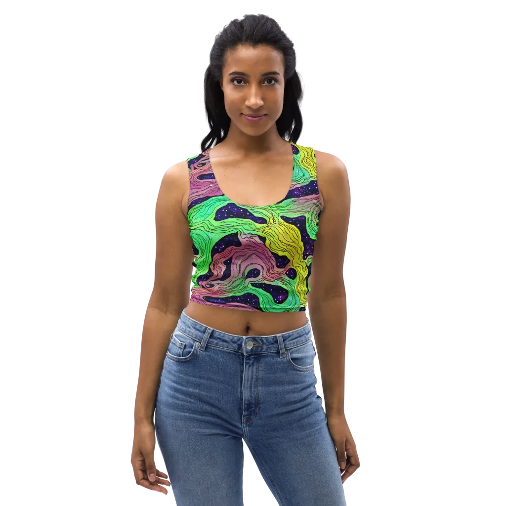 Psychedelic Tides on Crop Top — Front