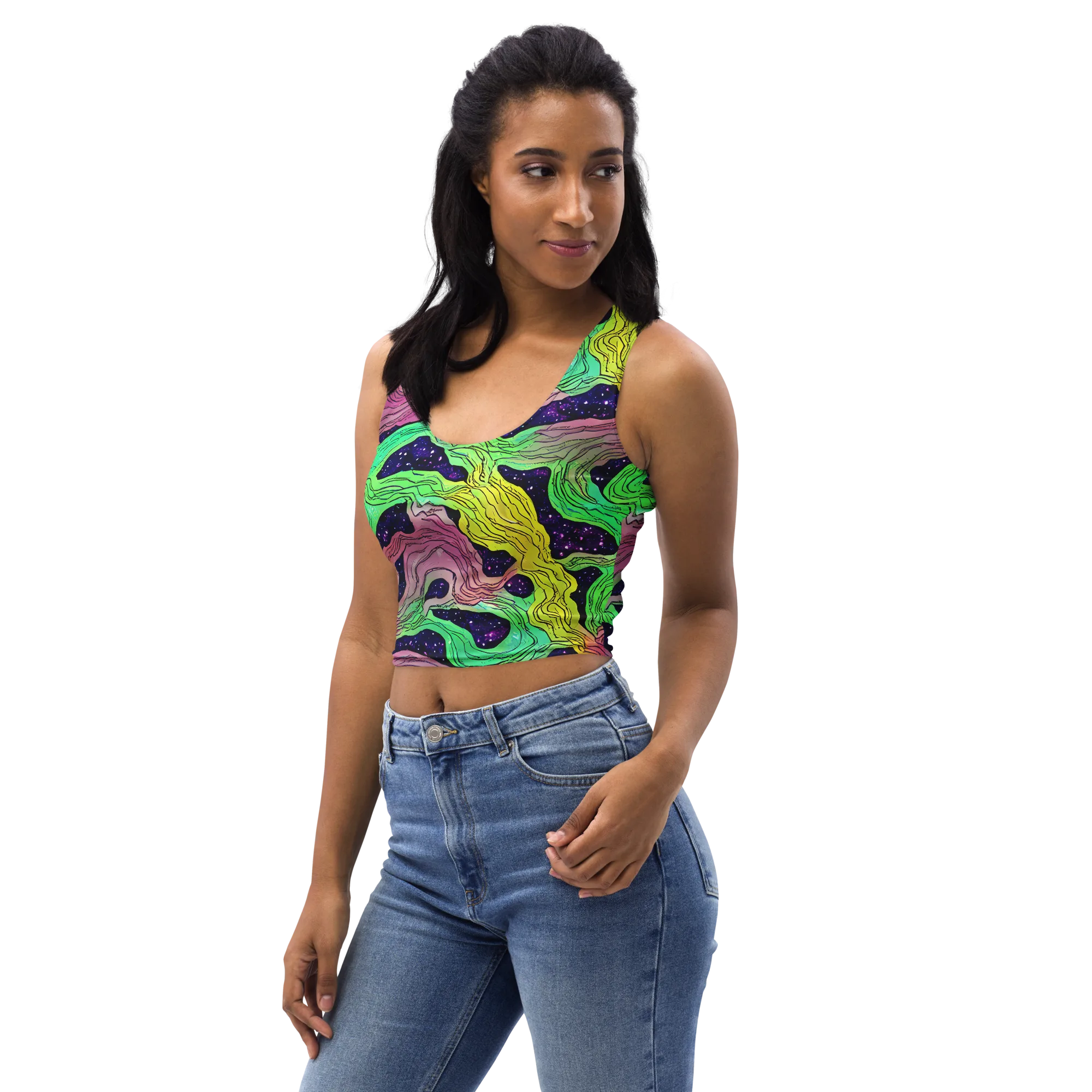 Psychedelic Tides on Crop Top — Left Front