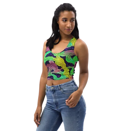 Psychedelic Tides on a Crop Top