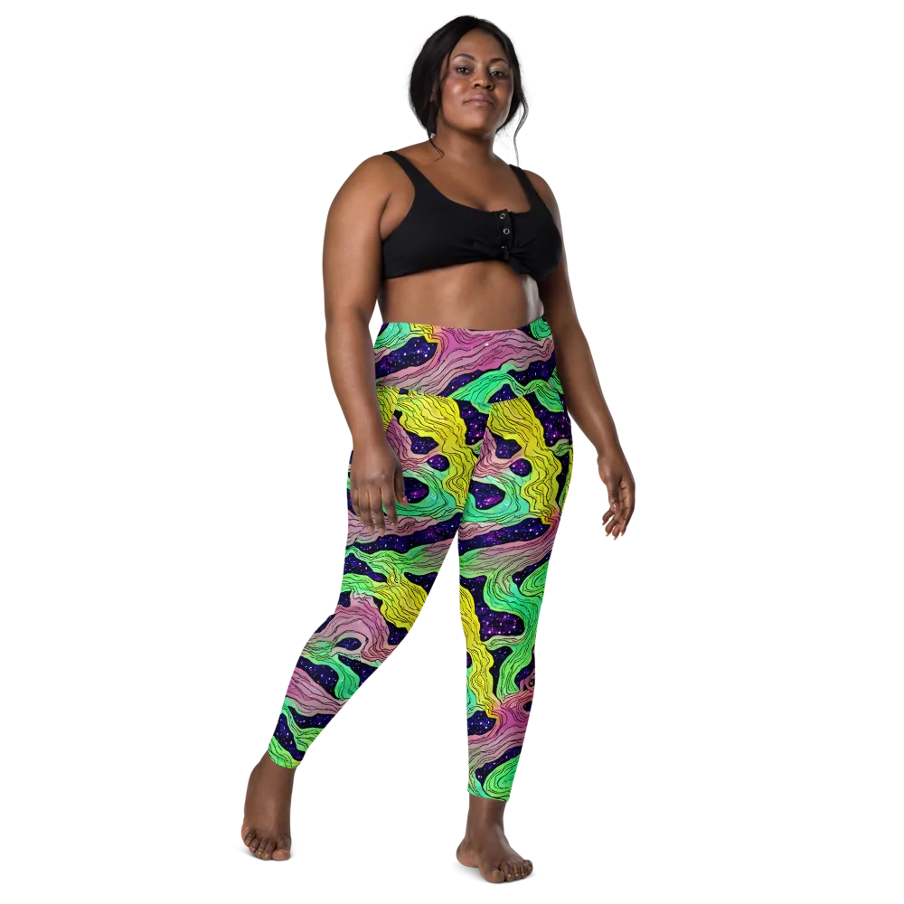 Psychedelic Tides on Leggings with Pockets — Front