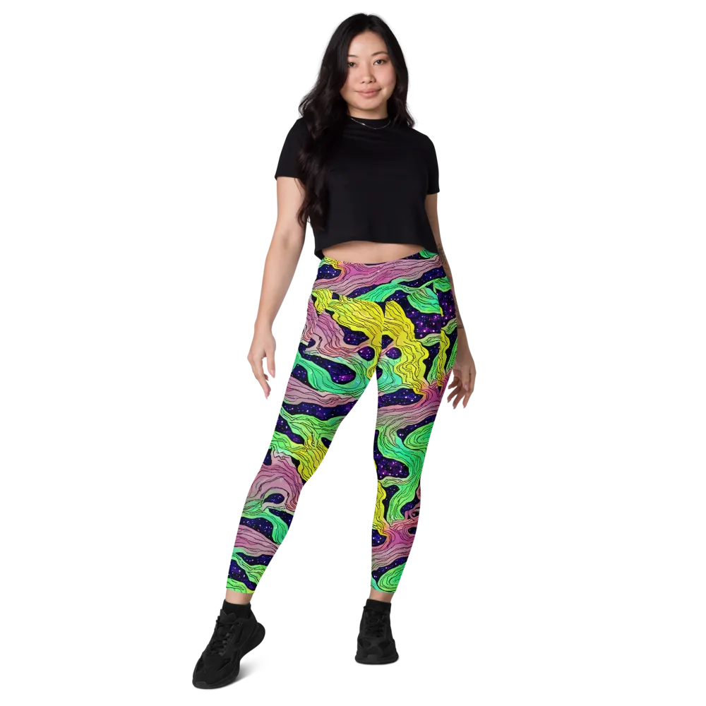 Psychedelic Tides on Leggings with Pockets — Front