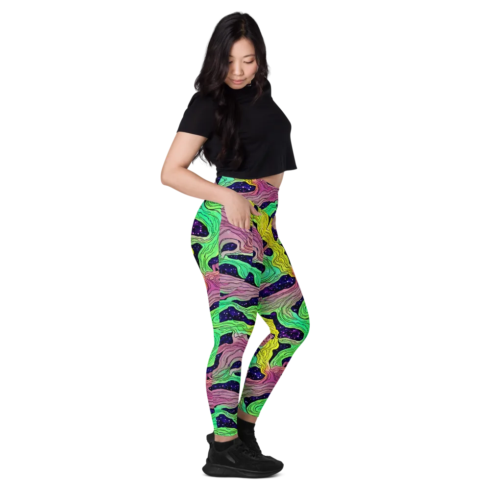 Psychedelic Tides on Leggings with Pockets — Right