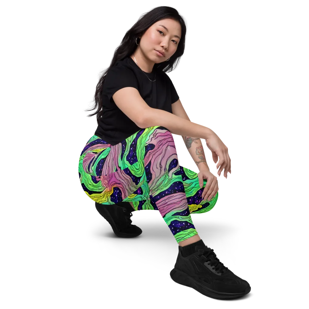 Psychedelic Tides on Leggings with Pockets — Right Front