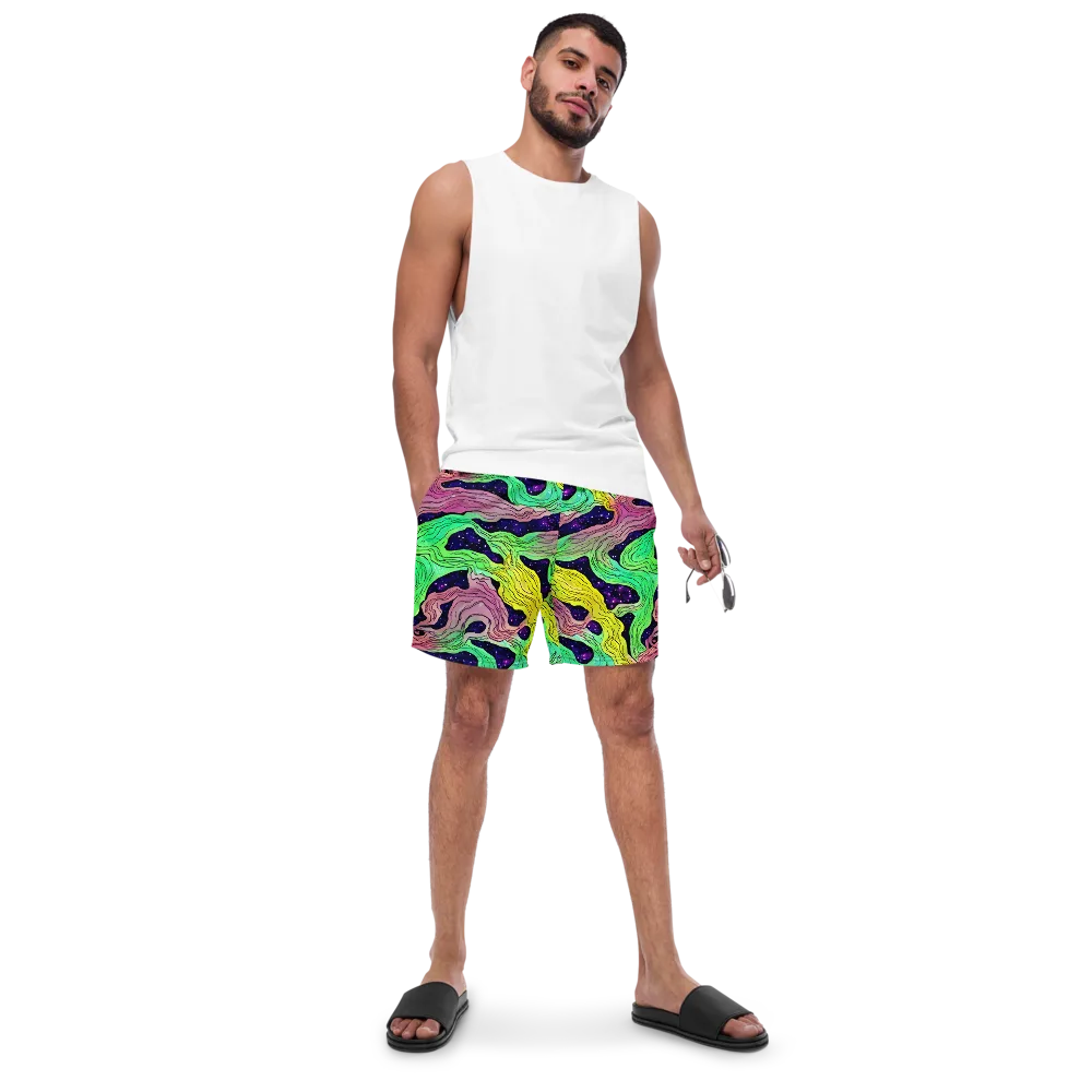 Psychedelic Tides on Swim Trunks — Front