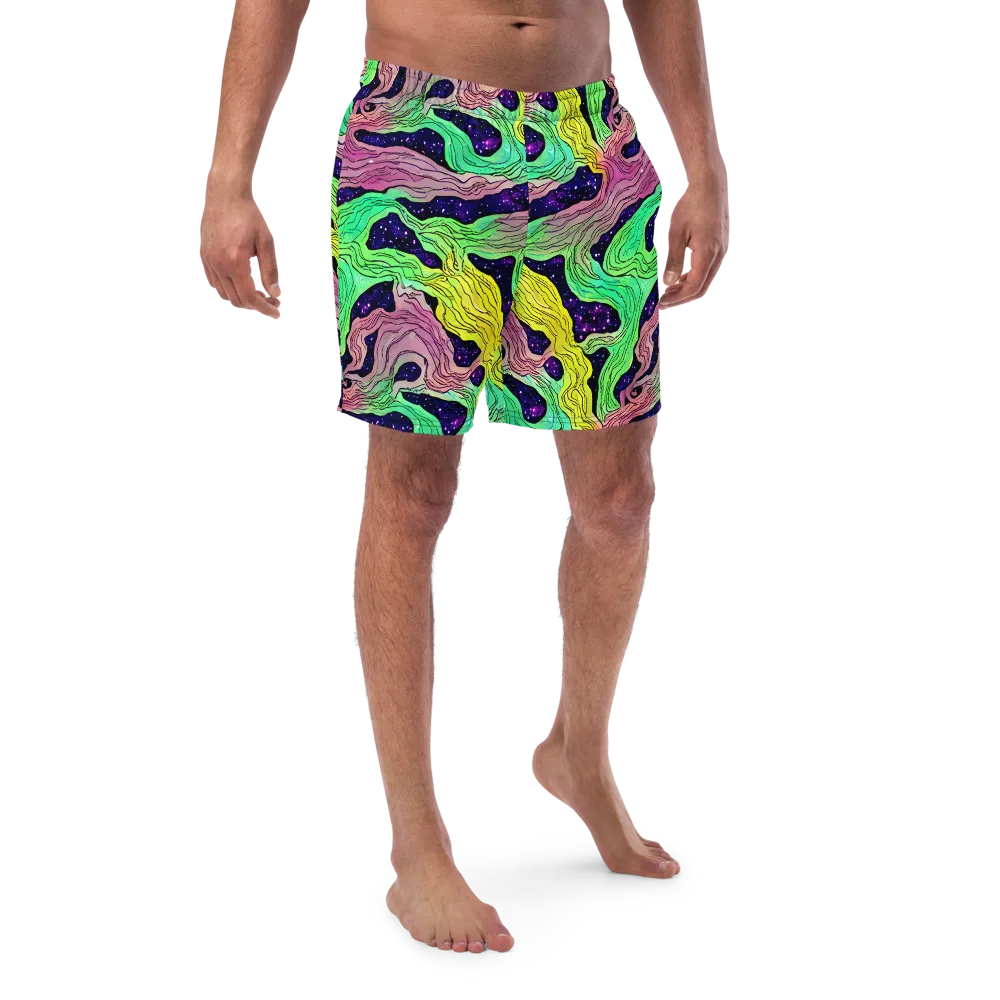 Psychedelic Tides on Swim Trunks — Front