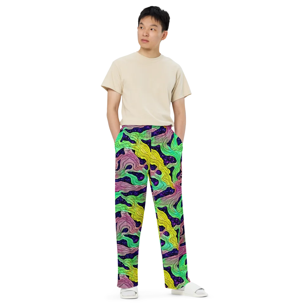 Psychedelic Tides on Wide-Leg Pants — Front
