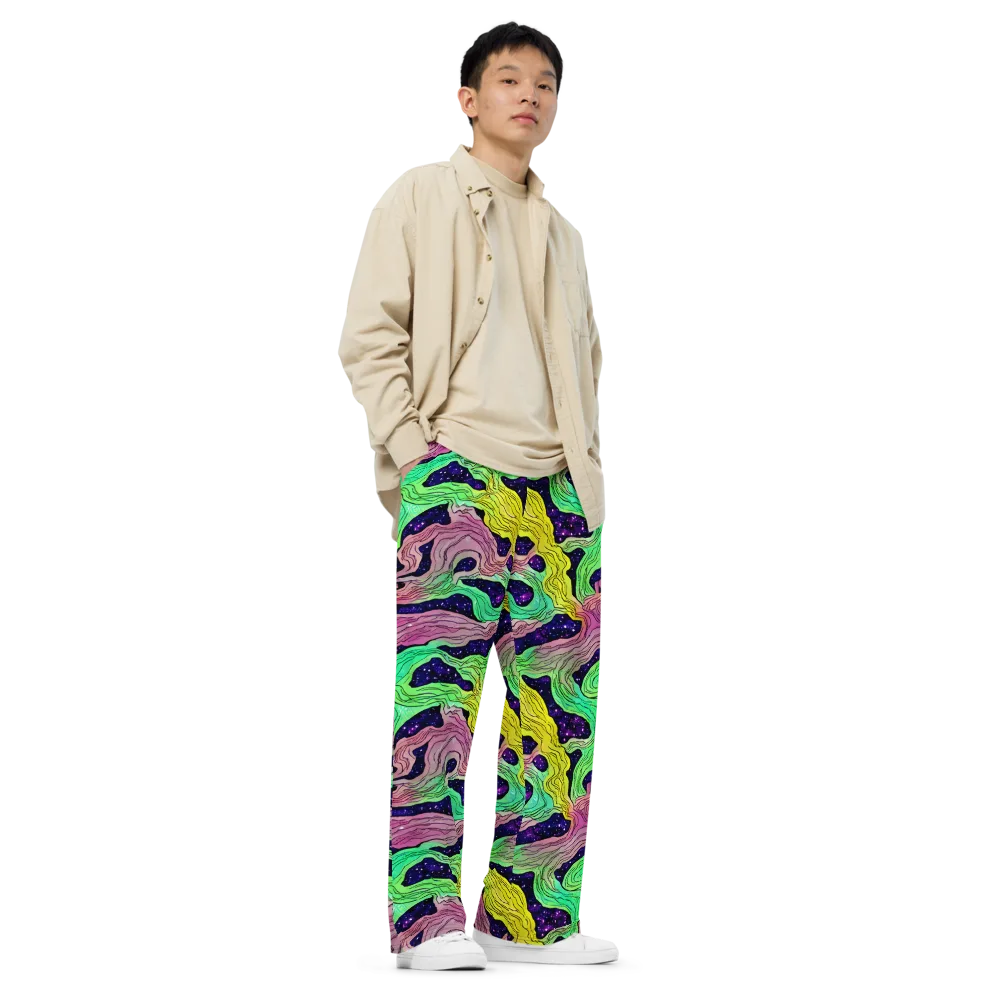 Psychedelic Tides on Wide-Leg Pants — Right Front