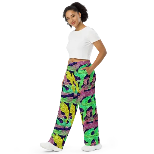 Psychedelic Tides on a Wide-Leg Pants