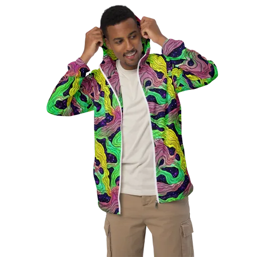 Psychedelic Tides on a Men's Windbreaker