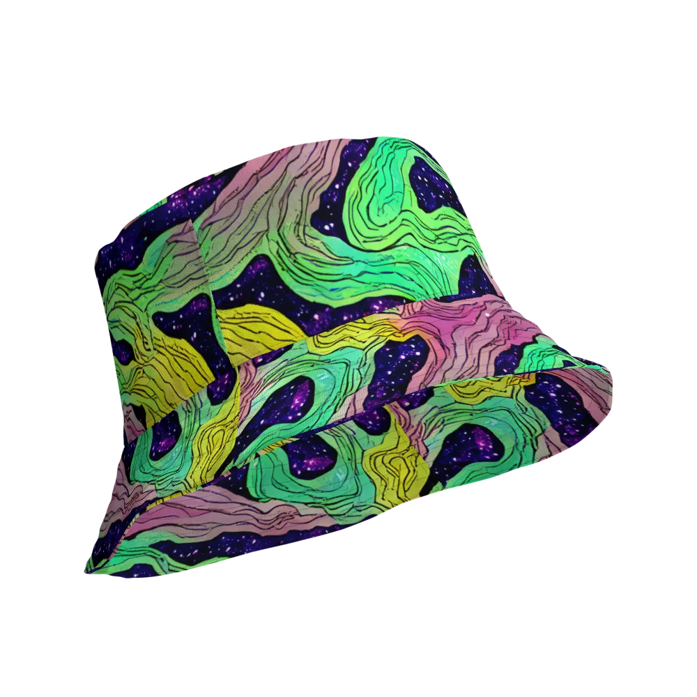 Psychedelic Tides on Reversible Bucket Hat — Product details Outside