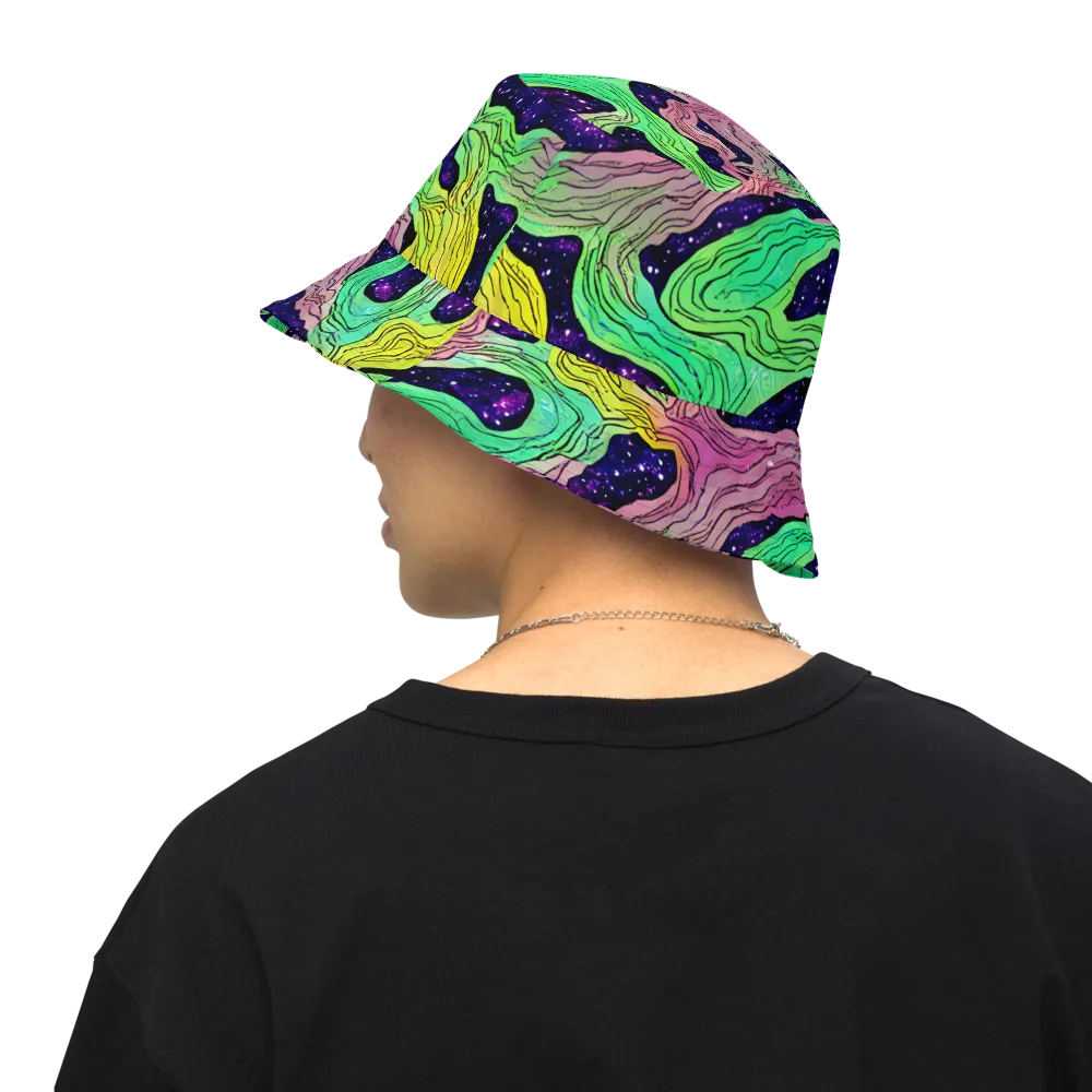Psychedelic Tides on Reversible Bucket Hat — Back Inside