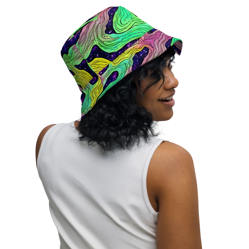 Psychedelic Tides on Reversible Bucket Hat — Right Outside