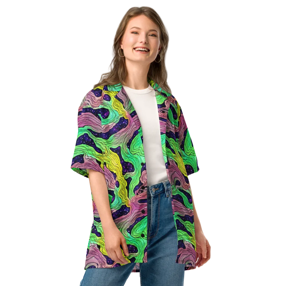 Psychedelic Tides on Button Shirt — Front