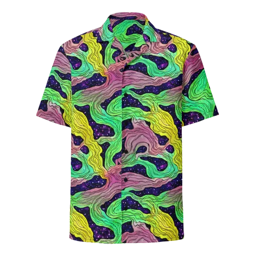 Psychedelic Tides on a Button Shirt