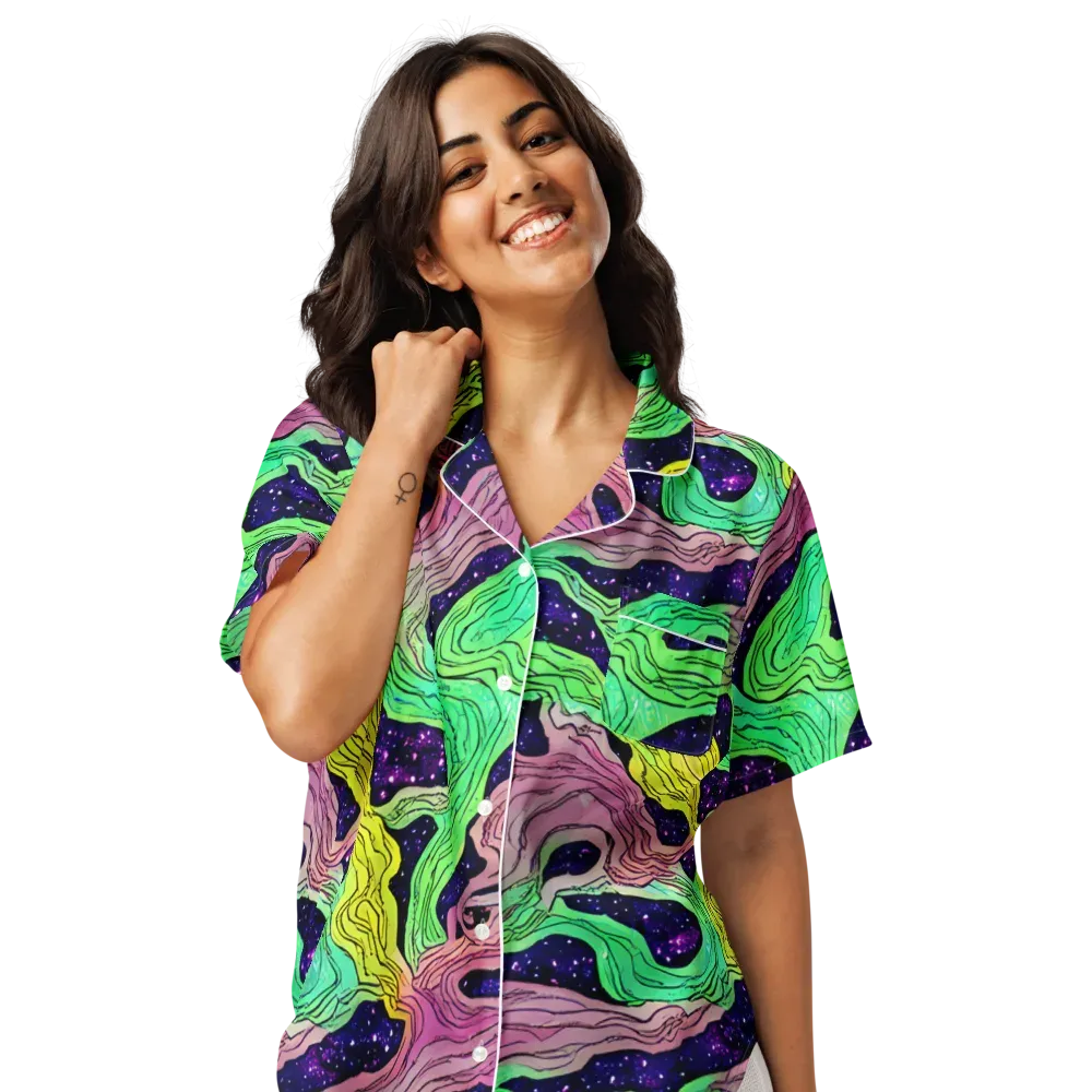 Psychedelic Tides on Women's Short Sleeve Pajama Top — Front