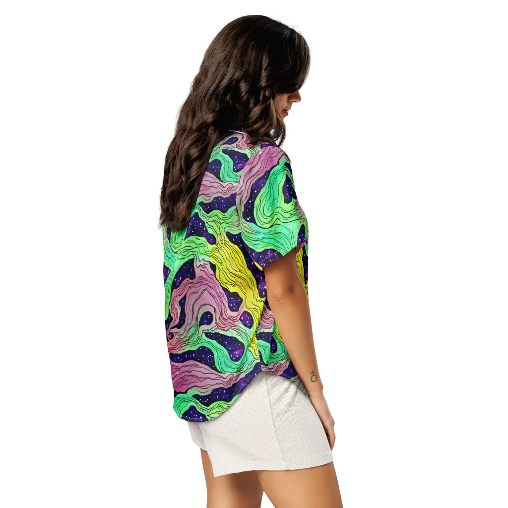 Psychedelic Tides on Women's Short Sleeve Pajama Top — Right Back