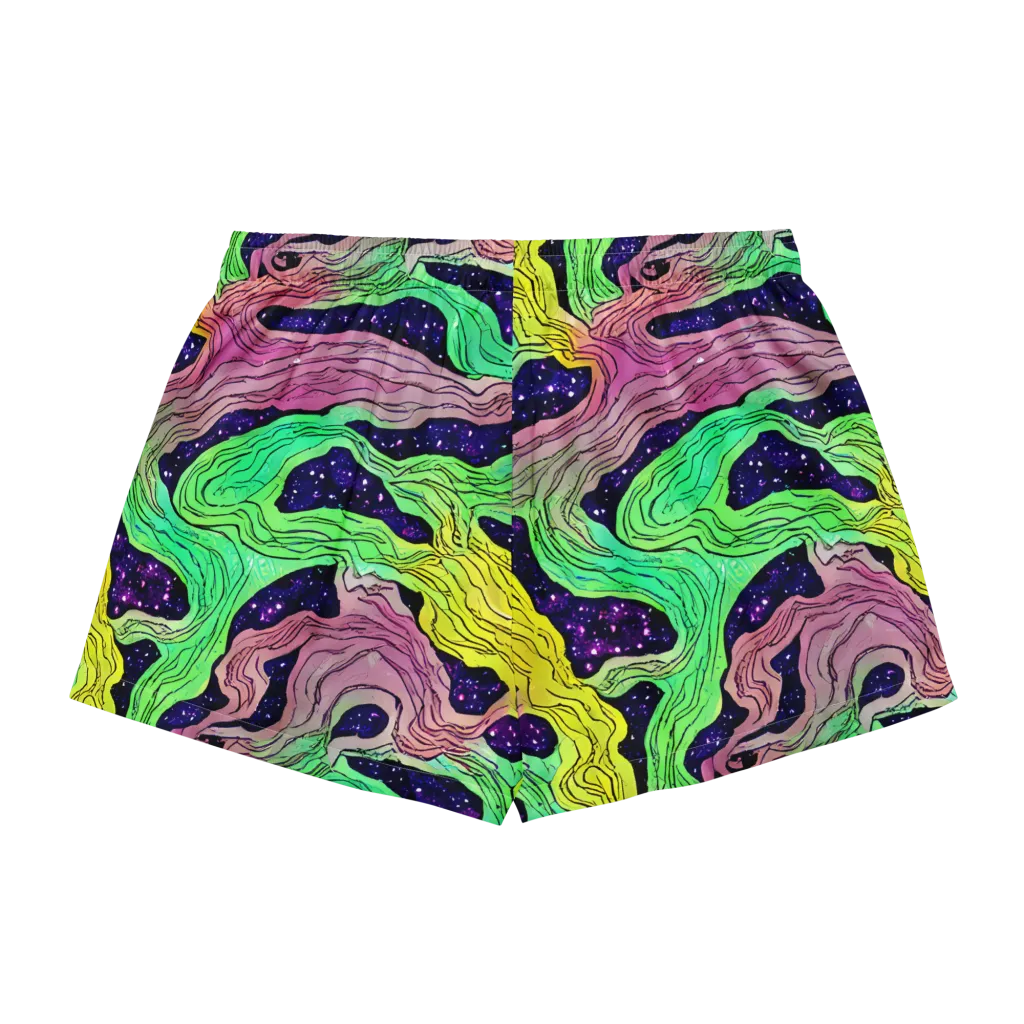 Psychedelic Tides on Women's Pajama Shorts — Back