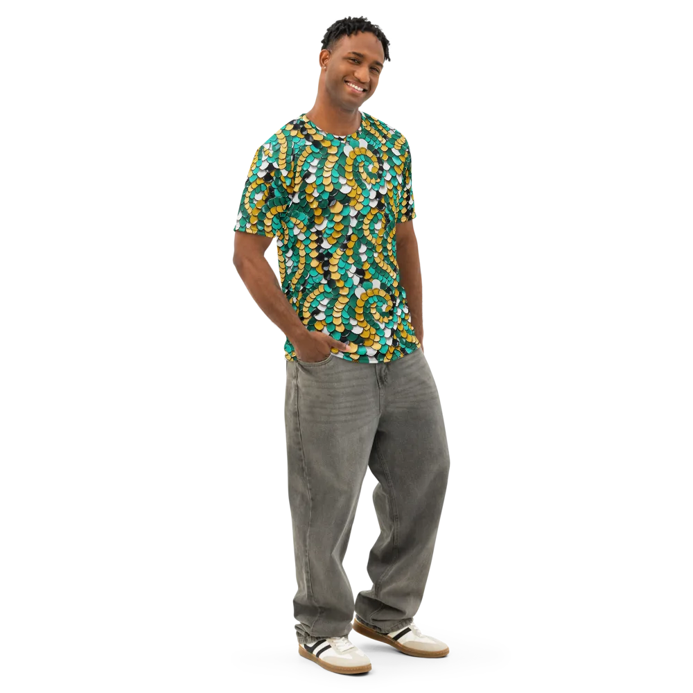 Jewel Scale on Men's Cotton Crew Neck T-Shirt — Right Front