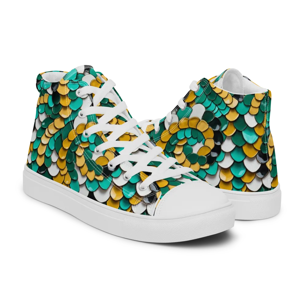 Jewel Scale on Men's High Top Canvas Shoes — Right