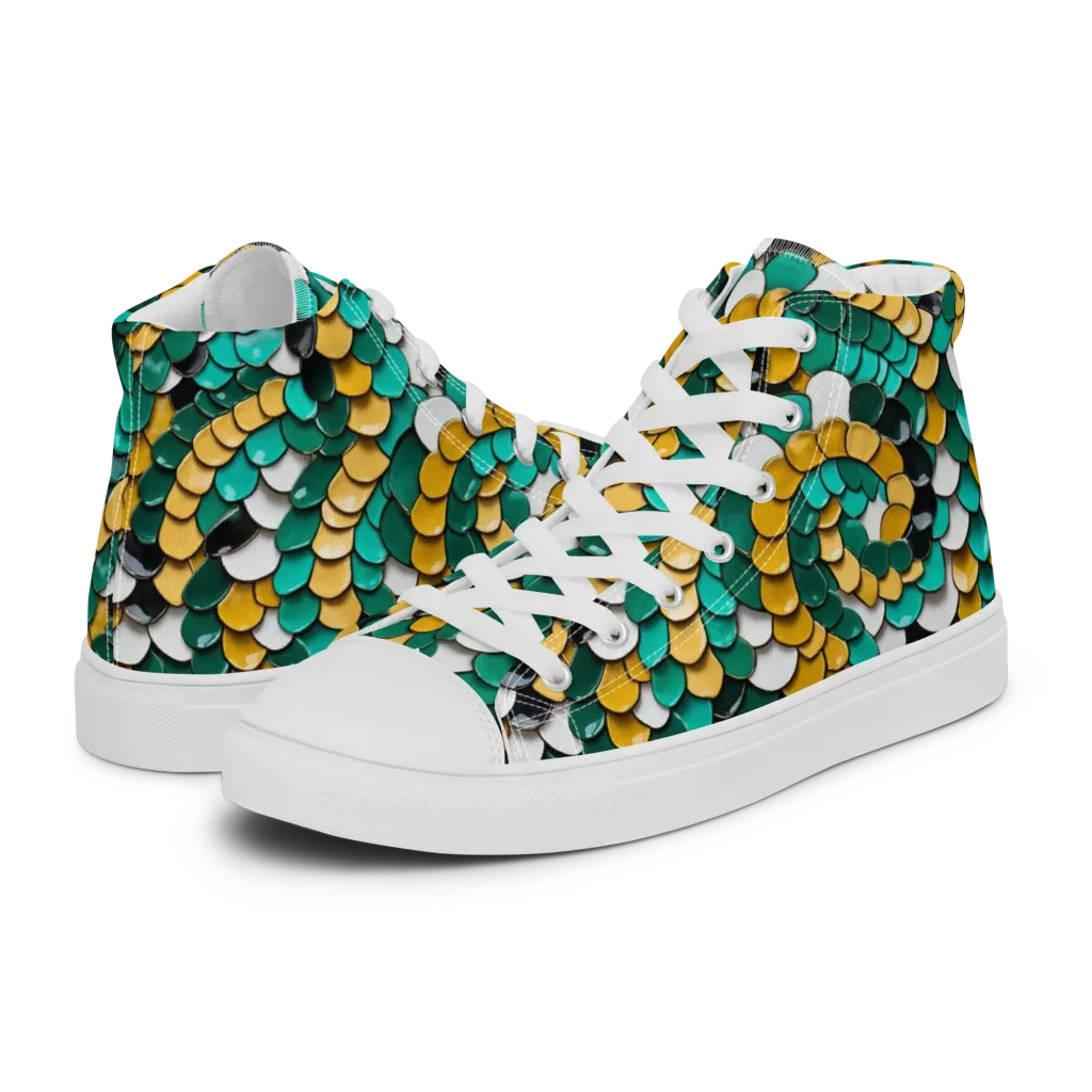 Jewel Scale on Women's High Top Canvas Shoes — Left