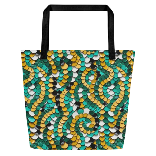 Jewel Scale on a Large Tote Bag W/ Pocket