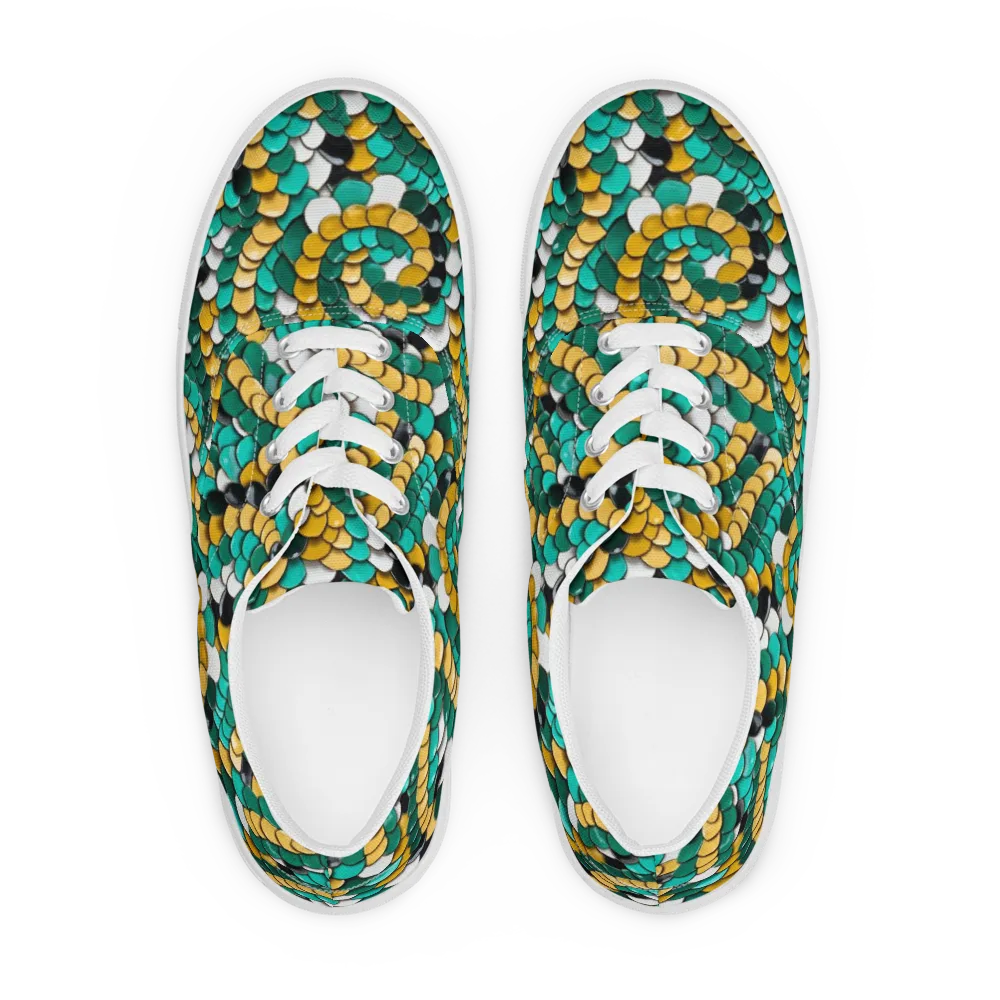 Jewel Scale on Men's Lace-Up Canvas Shoes — Front