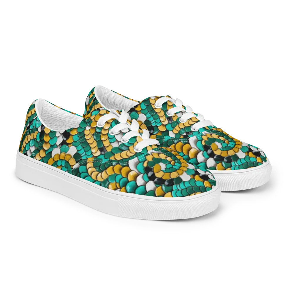 Jewel Scale on Men's Lace-Up Canvas Shoes — Right Front