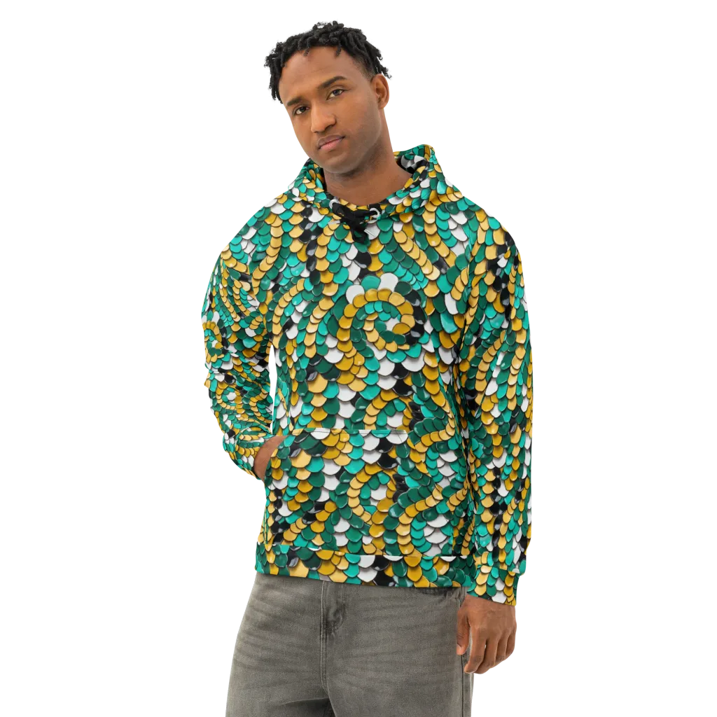 Jewel Scale on Cotton Hoodie — Left Front