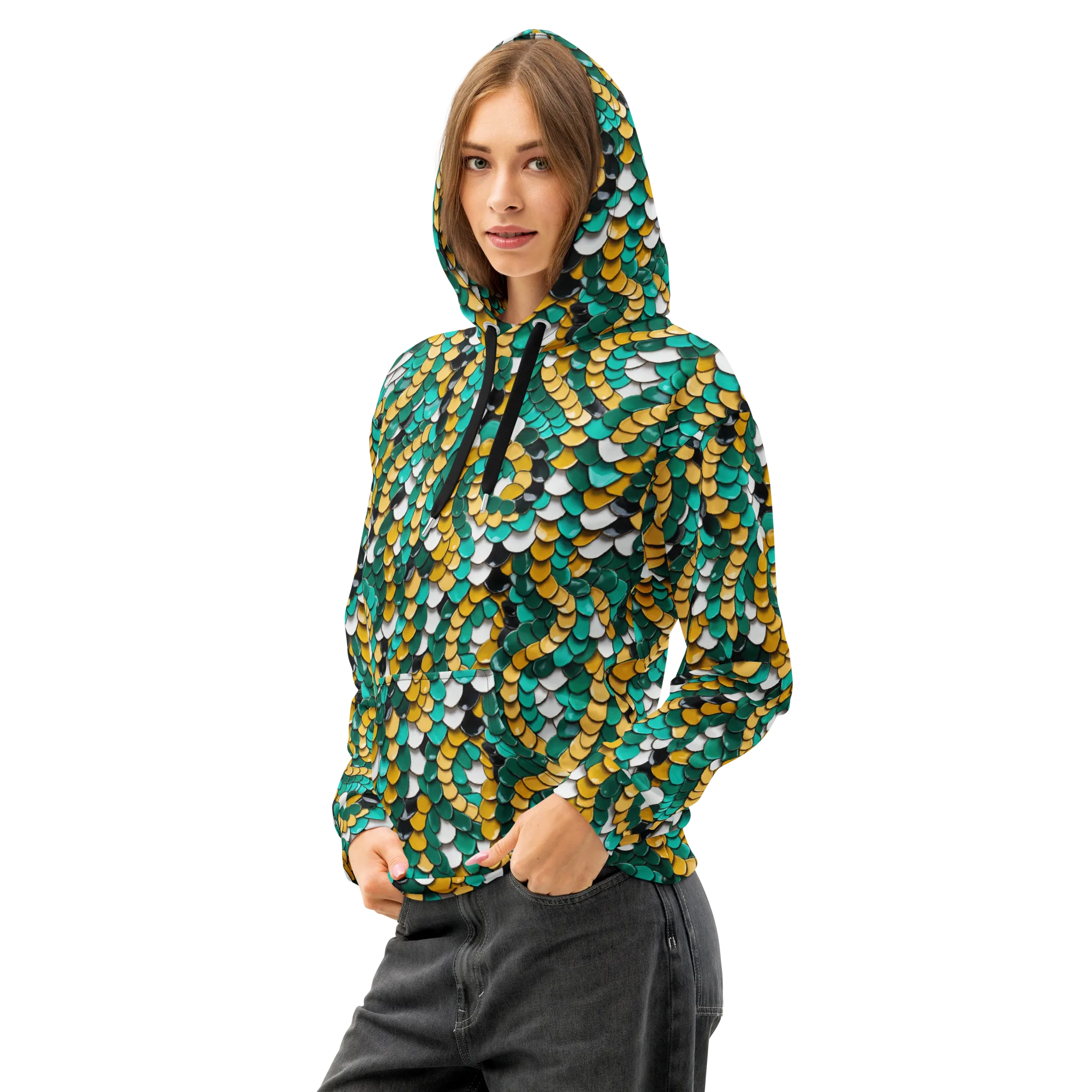 Jewel Scale on Cotton Hoodie — Left Front