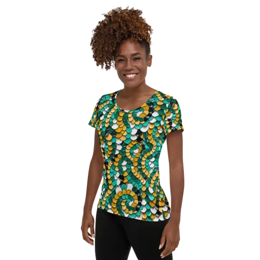 Jewel Scale on a Women's Athletic T-Shirt