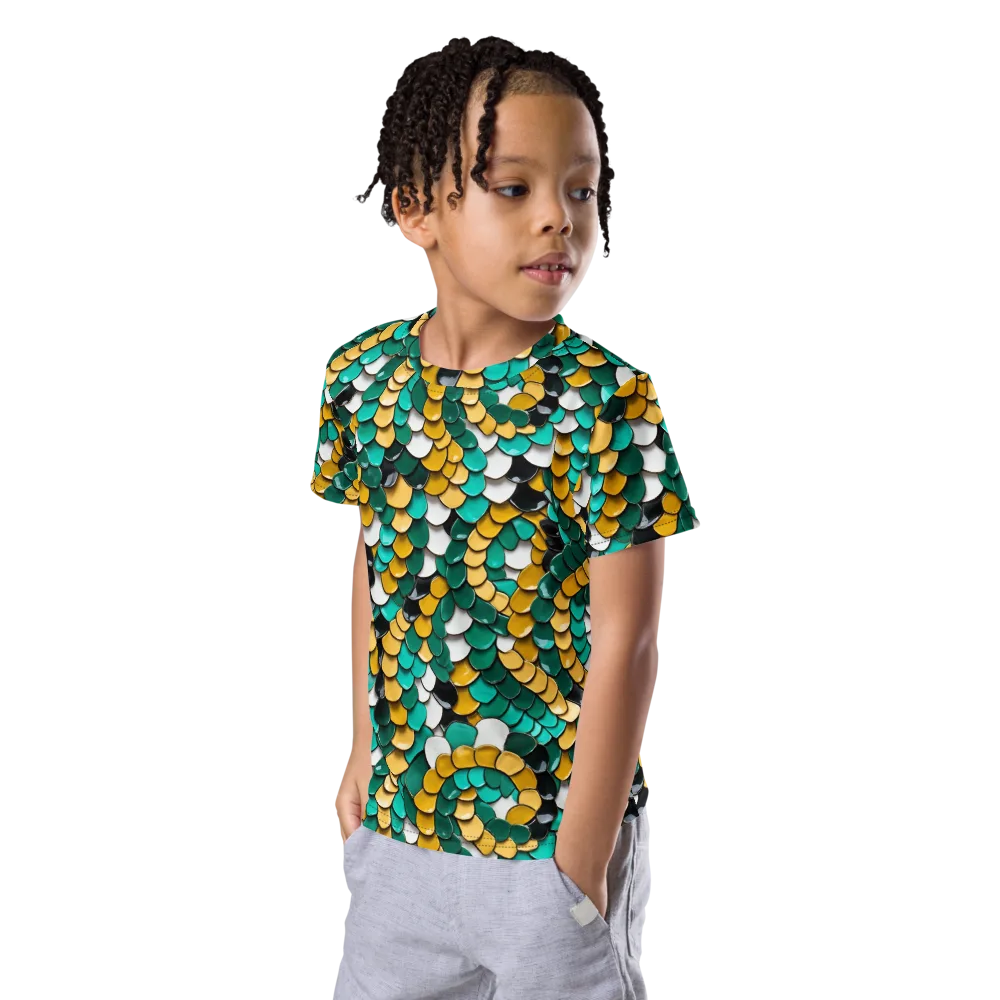 Jewel Scale on Kids Crew Neck T-Shirt — Left Front