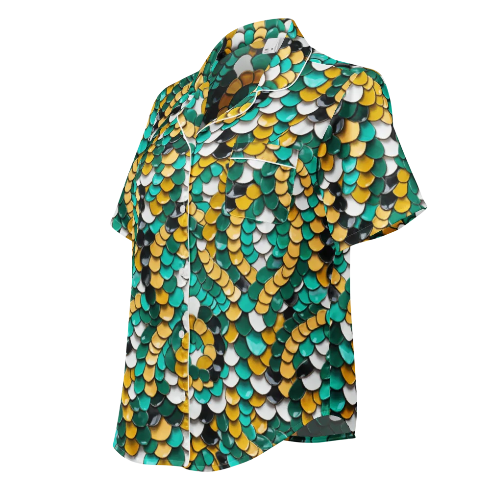 Jewel Scale on Women's Short Sleeve Pajama Top — Left Front