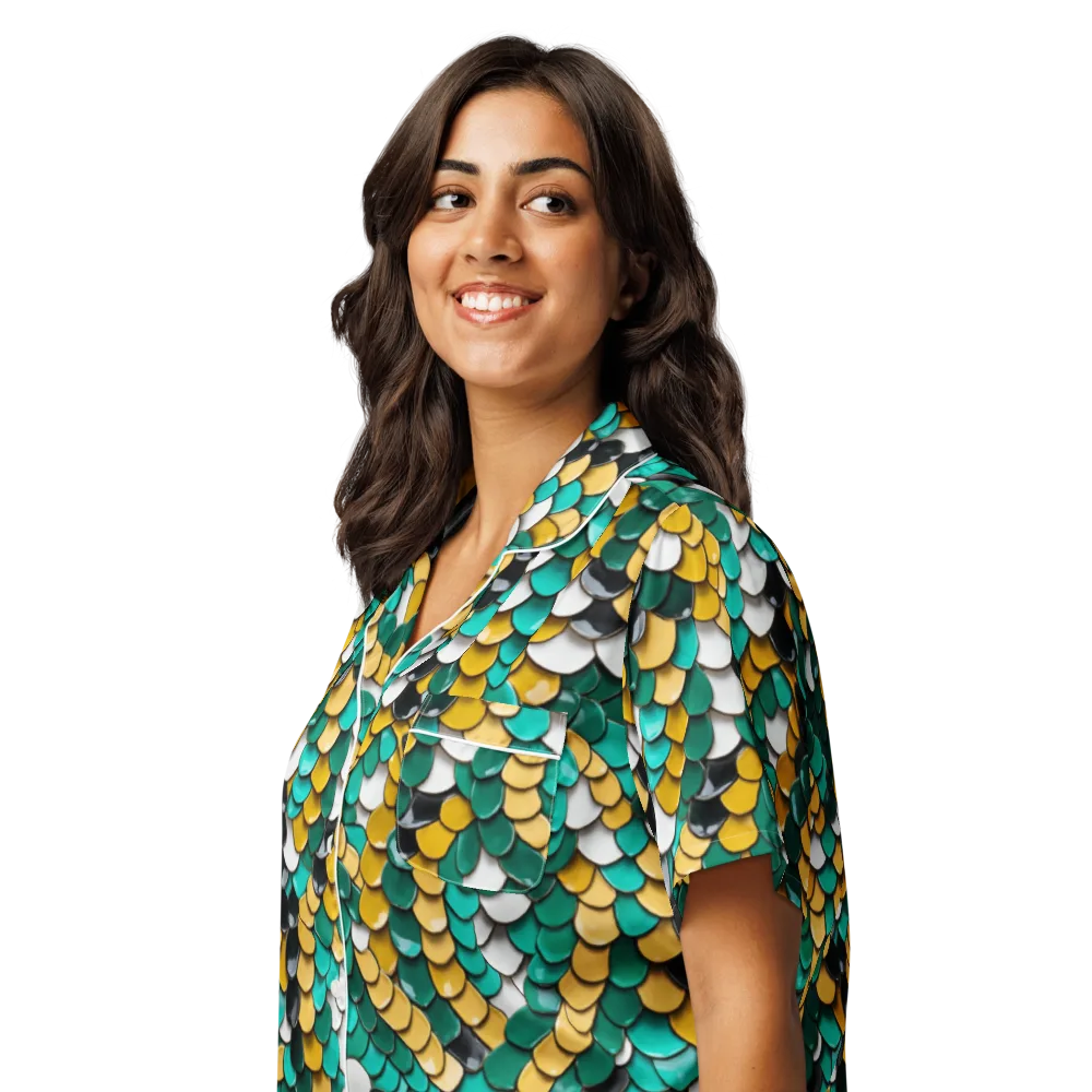 Jewel Scale on Women's Short Sleeve Pajama Top — Left Front