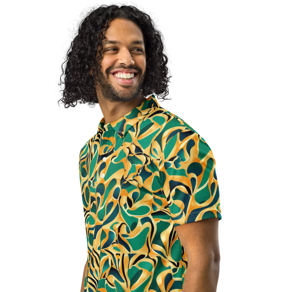 Emerald Melt on Men's Slim Fit Polo Shirt — Left Front