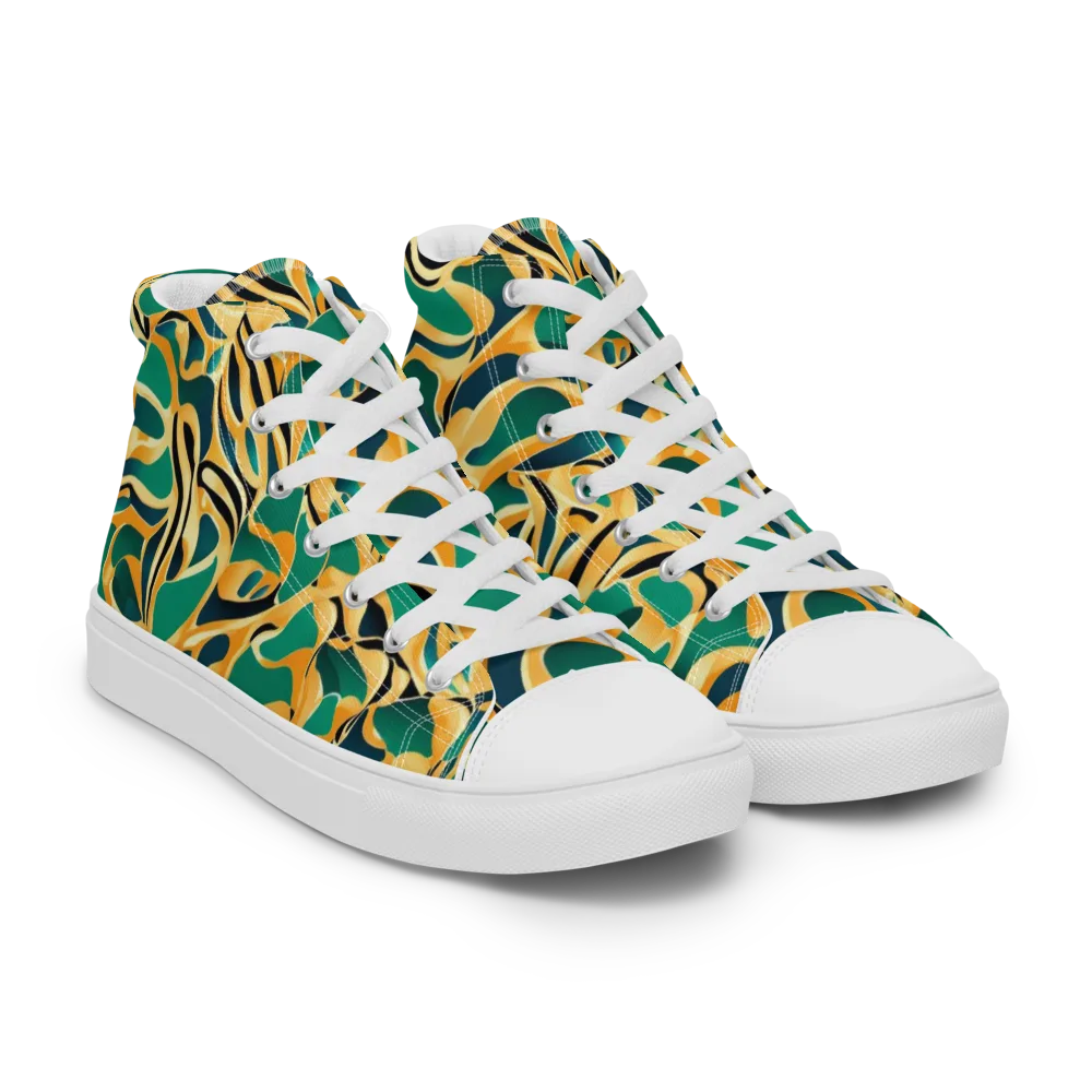 Emerald Melt on Men's High Top Canvas Shoes — Right Front